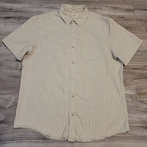 Marine Layer Cream Striped Casual Button Down Shirt